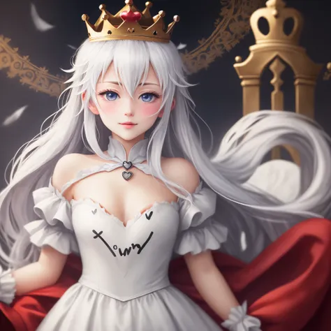 White heart with a crown and an M written inside