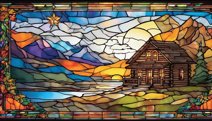 1800s log cabin Marijuana landscape sunset/sunrise mountains snow