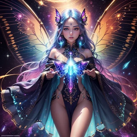 (best quality,4k,highres,masterpiece:1.2),ultra-detailed,realistic:1.37,portrait,butterflyoceries,transformations,colorful cosmic landscapes,mystical transitions,shimmering wings,ethereal beauty,glimmering eyes,supernatural metamorphosis,magical essence,ce...