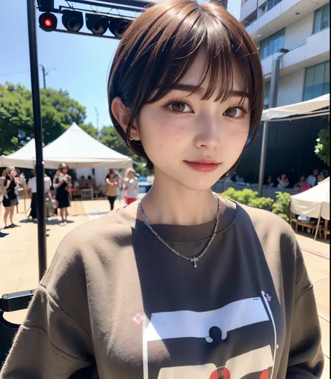 ((top-quality))、(masterpiece:1.4)、Raw photography、8K、((Top image quality))、 ((hight resolution))、Beautiful face in every detail、Realistic human skin、Gentle expression、(One lady:1.3 )、realisitic、Photorealsitic、(extra very short hair:1.4)、(Cute hairstyle)、(...