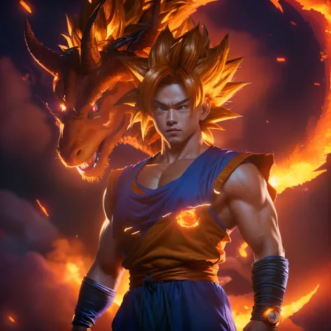 Wallpapers of Dragon Ball on fire Son Goku Wallpapers of a realistic Dragon Ball on fire, Dragonball character, Realistic image of Son Goku, Concept art for the Dragon Ball Cinema movie, goku from dragon ball, Super Saiyan red hair, Super Saiyan red hair G...