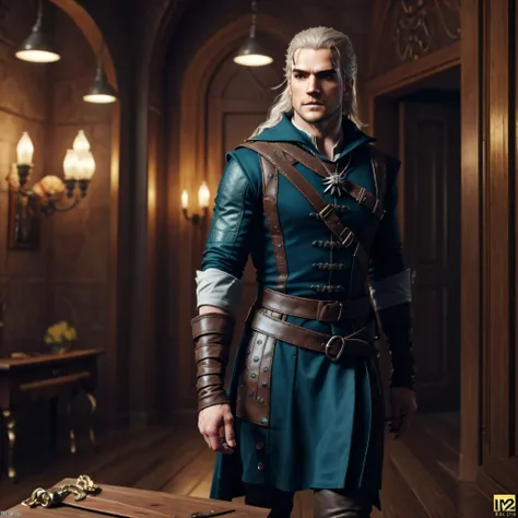 Henry_Cavill as The_Witcher Geralt_de_Rivia chef-d' Van_Gogh Masterpiece ultra UnrealEngine5 Cinematic Kingdom deep path castle equirectangular Urban meticulously intricate ultra_high-details ultra_high-res ultra pro-Photorealistic ultra_high-quality ul...