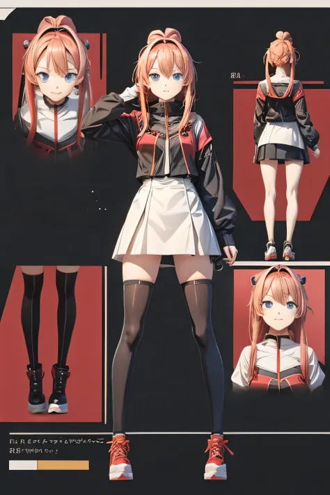 anime vTuber character sheet containing full body shot of an anime girl standing in T-pose.