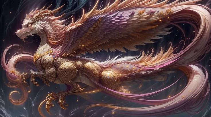 Resplendent, golden scales that capture the light beautifully. Your natural armor is a masterpiece of nature, Centennial Sapphire Eyes emanating an intense light Imposing and Carved Horns Majestic Wingspan. has wings that extend with grandeur. Garras Afiad...