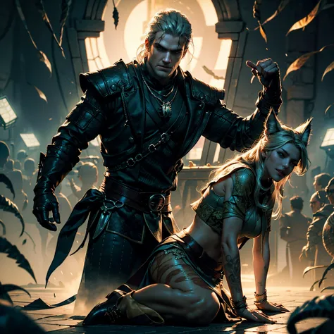 Henry_Cavill as The_Witcher Geralt_de_Rivia Amulet_Wolf Urban deep path castle equirectangular Kingdom chef-d' Van_Gogh Masterpiece ultra UnrealEngine5 Cinematic Lighting meticulously intricate ultra_high-details ultra_high-res ultra pro-Photorealistic ...