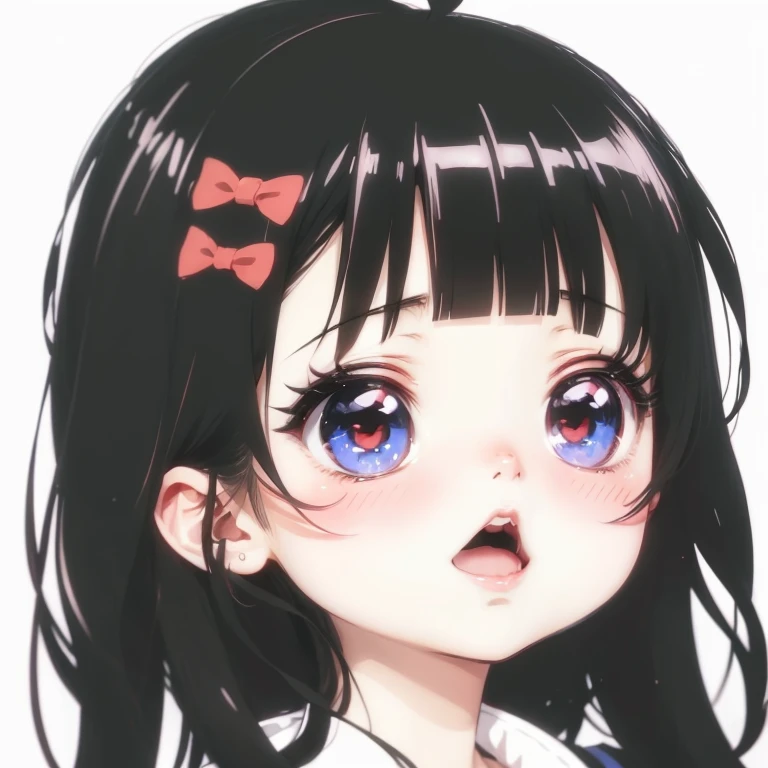 Head、Anime girl with red bows on eyes and mouth, Anime visuals of a cute girl, cute anime face, She has a cute and expressive face, style of anime, Very cute anime girl face, Anime cute art style, Cute Anime Girls, (animemanga girl), style of anime, cute a...