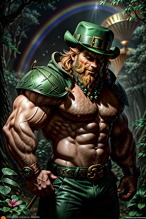 a portrait of a leprechaun belissimo, ((leprechun)) male face, (( without shirt)), (( looking for camera), (( man full body of 1...