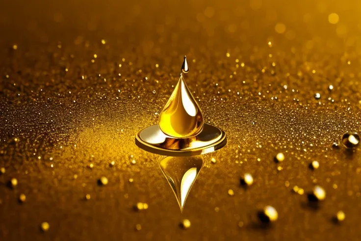 Gold droplet drop golden liquid splash