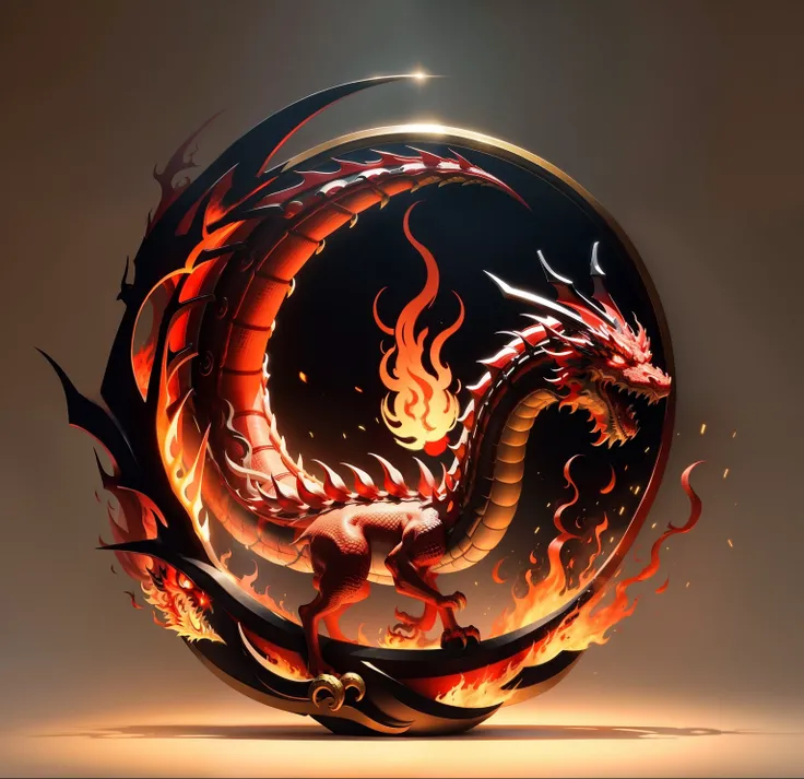 Chinese dragon elements、firey、simple design