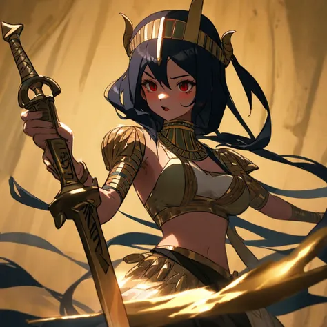 Demon girl from ancient egypt holding a dagger (animated)