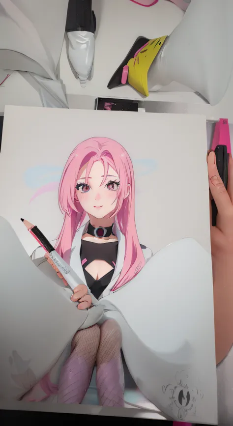 someone is drawing a picture of a girl with pink hair, Sombreado plano estilo anime, Estilo de arte de anime realista, Estilo de arte anime, realistic anime artstyle, Un dibujo de anime, anime artstyle, Pintado en Anime Painter Studio, Dibujo estilo anime,...