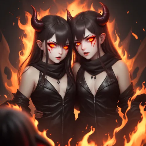 Two demons burning eyes