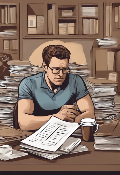 A photo of a person sipping on a cup of coffee while sitting at a desk piled with papers and a laptop, looking exhausted and frustrated.,original,Annoying VC is a middle aged man who is Silicon Valley tech person , male