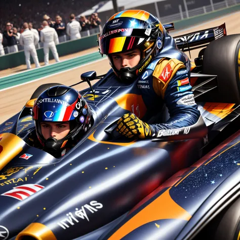 Black Williams racing Formula One with galaxy stars and constellations on it