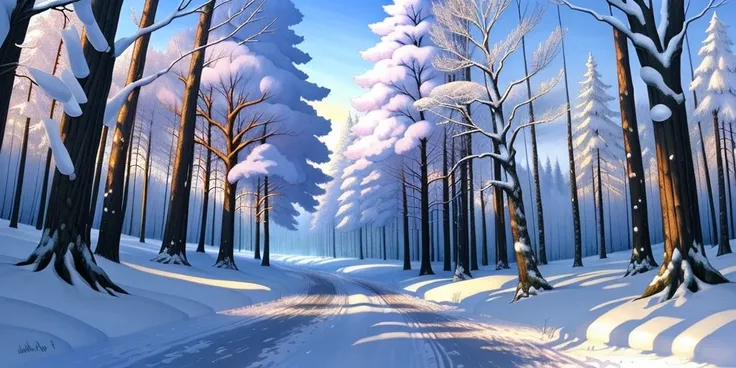 Anime magic forest winter