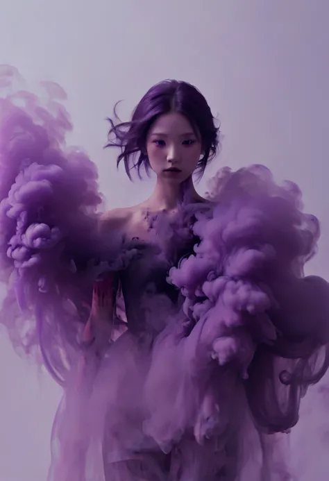 bailing_darkness，a girl made of purpleish smoke，1girl，