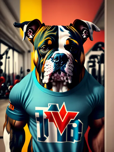 billy the bulldog who is an ex bodybuilder flexing the v on his vlone shirt with  on