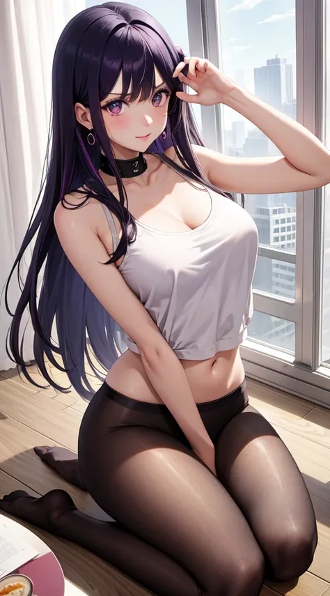 Character Details:, - Gender: 1 Girl. - Style: Anime, - Body Type: Attractive body, slim body, nice legs, slim tights, nice arms, nice shoulders. - Breast: Small Breast, Cleavage, Black Bra - Facial Features: Beautiful, Gorgeous, Teenager, Fresh, Young. - ...