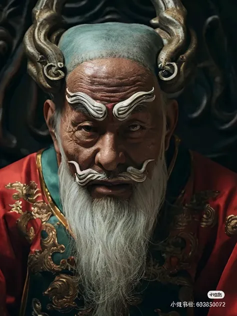 Close-up of a man with a long beard and a goat&#39;s head, highly detailed vfx portrait of, Inspired by Hu Zaobin, highly detailed vfx portrait of, cgsociety UHD 4k very detailed, Wojtechfors, Cinematic. author：leng jun, hyperrealistic digital art, highly ...