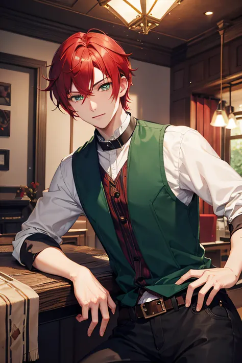 hunter,young,Red-Haired,green eye,fantasy,Flirt,handsome,Talk a lot