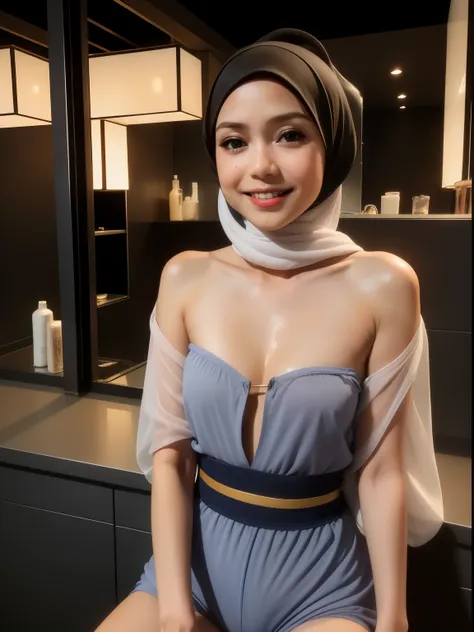 hijab malay girl, masutepiece, high quality, uhd 32k, realistic face, realistic skin feeling , a japanese lady, 8 years old, lit...