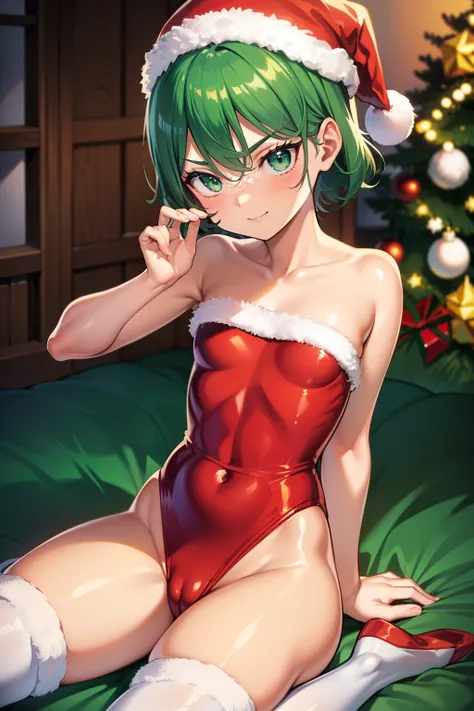 top-quality、sexy, erotic, nsfw, Full limbs、complete fingers、Slender beauty、(Detailed ultra-oily shiny skin:1.1)、oily shiny thighhigh、(Perfect bright red Santa Claus leotard:1.3)、((White High Socks))、Wearing a Santa Claus hat、((Wearing a Santa Manto))、Beaut...