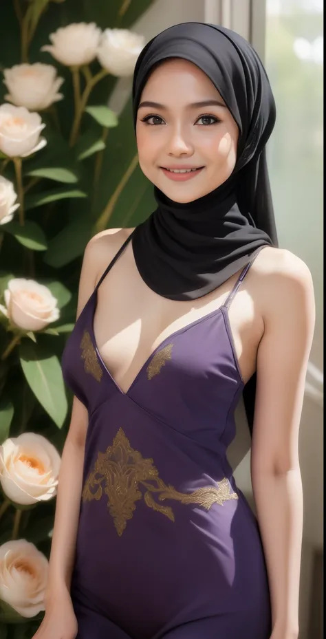 hijab malay girl, masutepiece, high quality, uhd 32k, realistic face, realistic skin feeling , a japanese lady, 8 years old, lit...