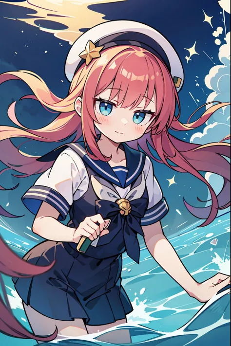 Masterpiece, Best Quality, Ultra-detailed, A  girl, pretty, under water, Sailor