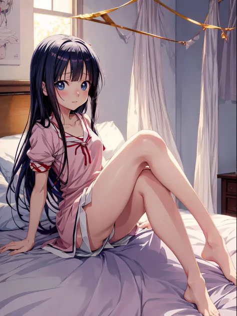 anime girl sitting on a bed with her legs crossed, anime visual of a cute girl, anime best girl, anime moe artstyle, smooth anime cg art, seductive anime girl, hinata hyuga, an anime girl, cute anime girl, attractive anime girl, iwakura lain, pretty anime ...