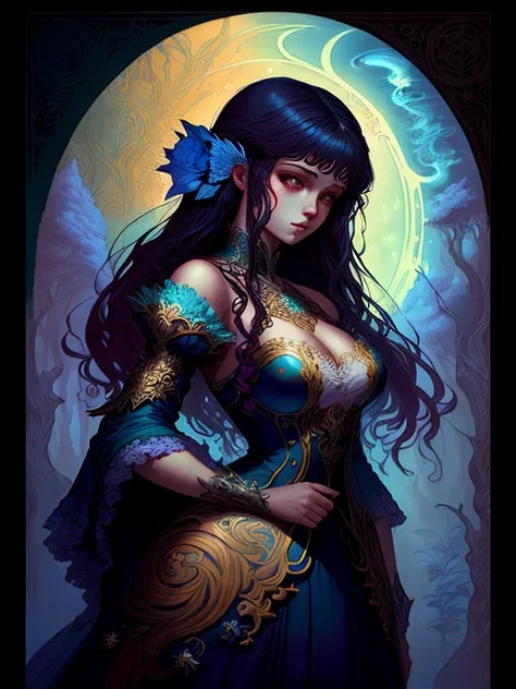 a remarkably beautiful young girl, drawn in a dream-like, ethereal fantasy-realm, with intricate details and fine brushwork, by ...