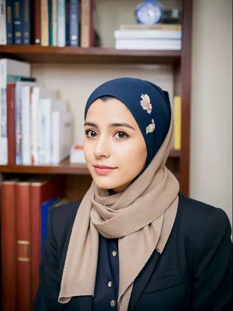 25 years old, headscarf, office