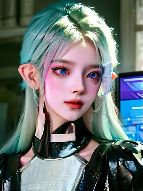 cyber punk perssonage，adolable，the elf，Gamine，cyber punk perssonage