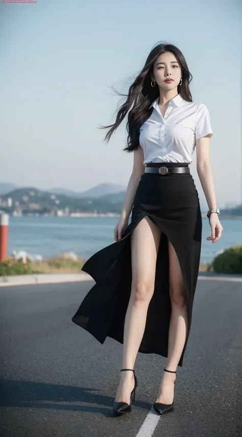 Beautiful Japanese Women, attractive, Enchantingly beautiful, Black Hair, Im scanning in the middle......., Long hair Very long hair......, long straight hair, long-haired, The wind blows.... A birds-eye view of a beautiful woman.., lifelike texture, Elega...