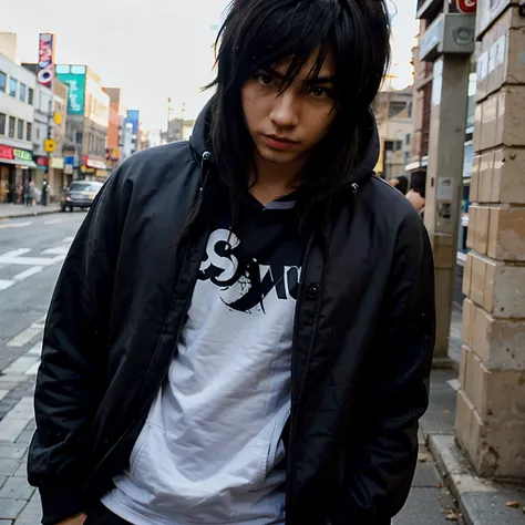 Anime man in hoodie with black hair