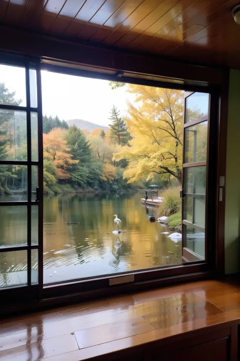 Two orioles singing green willow, a line of egrets on the green sky. The window contains the Xiling thousand autumn snow, the door mooring Dongwu Wanli ship.