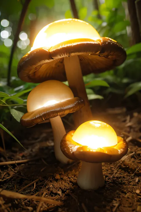 Glowing mushrooms，Best quality，tmasterpiece