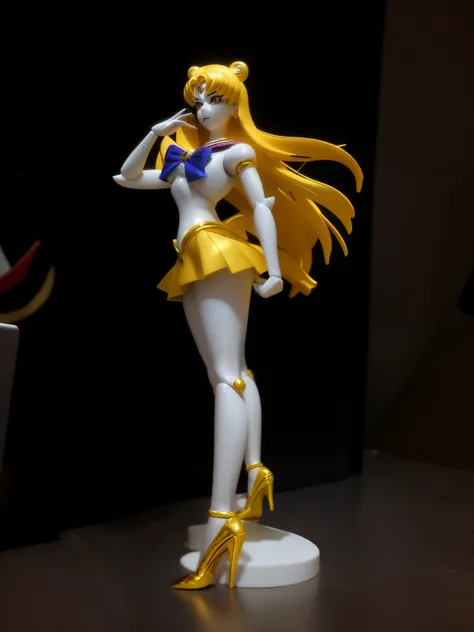 Irritated figure of a woman wearing a short skirt and high heels, 3d statue!!!, anime pose, Sexy Pose, Satisfying Pose, side pose, by Sailor Moon, taken with canon 8 0 d, she is posing, Cool pose, distorted pose, Sailor Moon!!!!!!!!, toy photography, Anime...