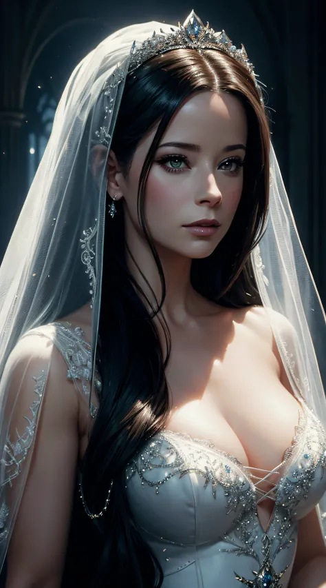 Holly Marie Combs, veil bride cinderella sexy clothes, character portrait, 4 9 9 0 s, long hair, intricate, elegant, highly detailed, digital painting, artstation, concept art, smooth, sharp focus, illustration, art by wlop, charlie bowater and alexandra f...