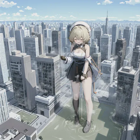 NSFW，​​{A giantess}，{1个Giant Breast Girl}，{are standing}，{urine discharge}​​，​​clouds， looking over city， mountain ranges，Tokyo Skytree， tmasterpiece, Best quality at best, The content is very detailed,tmasterpiece,Best quality at best,offcial art,extremel...