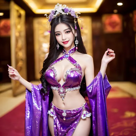 ((top-quality、masutepiece、8K、Top image quality、Highly complex and detailed depictions))、(The most gorgeous Japanese prostitute goddess:1.1)、((The most gorgeous prostitute goddess huge costume、the most vivid and luxurious costumes、big long costume、The unima...