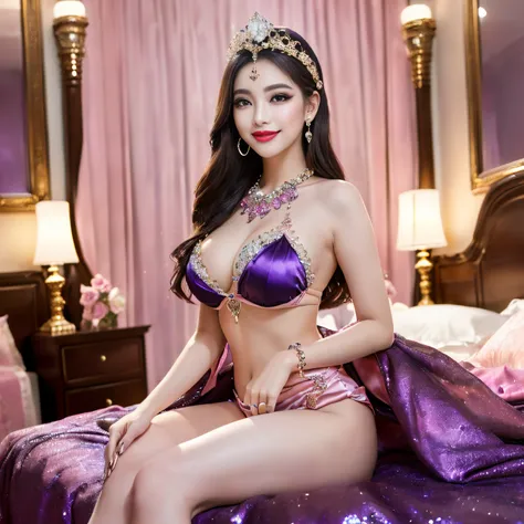 ((top-quality、masutepiece、8K、Top image quality、Highly complex and detailed depictions))、(The most gorgeous Japanese prostitute goddess:1.1)、((The most gorgeous prostitute goddess huge costume、the most vivid and luxurious costumes、big long costume、An unimag...