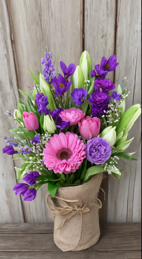 spring flower bouquet, rustic