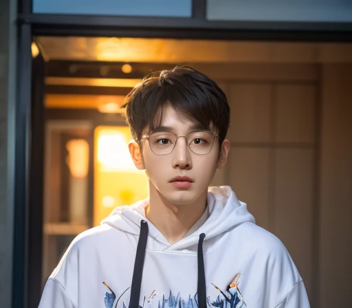 There is a man wearing glasses and a white hoodie, yanjun chengt, wenjun lin, xintong chen, jinyiwei, Nam Jae-yeon, chengyou liu, yihao ren, qifeng lin, li zixin, qichao wang, Kim Tae-joon, hong june hyung, Shin Jung-ho, yangjun chen, Zheng Zhongyuan