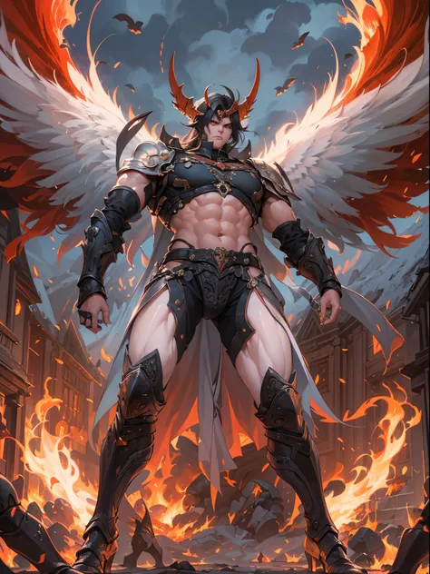 el tema：angel vs demon,pulso de fuego,lucha de brazos,prueba de fuerza,el cielo vs el infierno,lucha maganime,alas de angel blan...