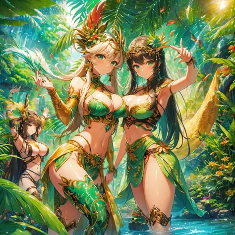 In this vast Amazon rainforest，A group of energetic Amazons live in。They have graceful figures，big boobs and big ass，Show the beauty of health。In this mysterious tropical rain forest，They live in harmony with nature，Live a primitive and happy life。

Amazon...