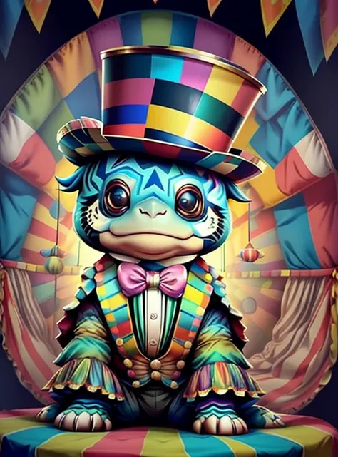 (cute baby turtle with top hat in a circus tent),(melhor pose),(best angle), (better expression), Eduardo Kobra acolchoamento ,multidimensional geometric wall PORTRAIT, arte, Chibi,
Yang08k, lindo, Colouring,
Primary works, qualidade superior, melhor quali...