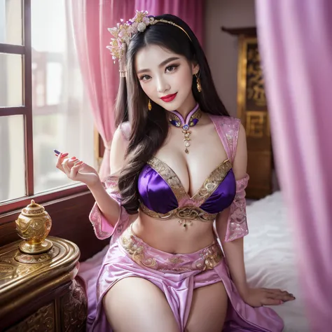 ((top-quality、masutepiece、8K、Top image quality、Highly complex and detailed depictions))、(The most gorgeous Chinese whore goddess:1.1)、((The most gorgeous prostitution goddess huge costume、The most vivid and luxurious Chinese costumes、big long chinese godde...