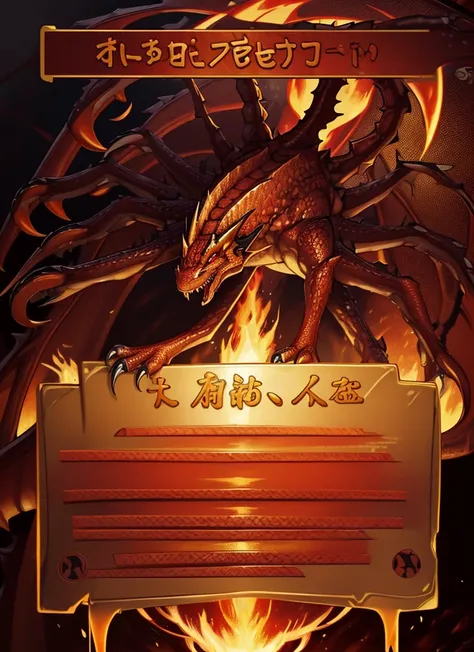 Golden Tenryu，Harsh red eyes,Close-up release of blood fire from the nose,Chest scales,high high quality,8K,Many details,Fire lettuce,Alas,4 legs,Spotted claws,golds,dangers,fires,dentes pontiagudos,big dragon,immensity,threatening,imponent