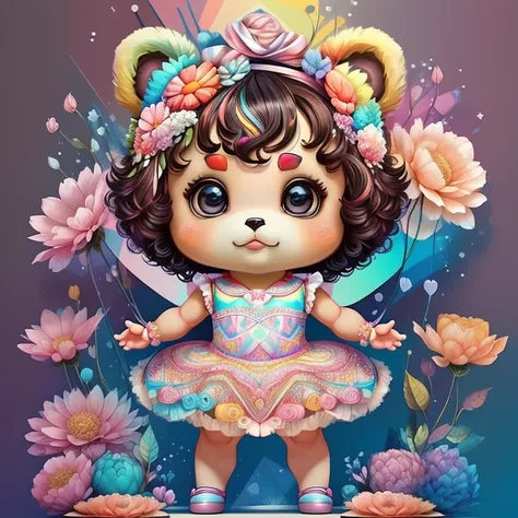 (cute baby bear with ballet dancer dress and flowers),(melhor pose),(best angle), (better expression), Eduardo Kobra acolchoamento ,multidimensional geometric wall PORTRAIT, arte, Chibi,
Yang08k, lindo, Colouring,
Primary works, qualidade superior, melhor ...