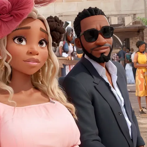 un gros plan d&#39;un homme noir africain avec les barbes et d&#39;une femme lors d&#39;une cérémonie de mariage, couple charmant, 🤬 🤮 💕 🎀, Regardez les détails, ils sont amoureux, 😭🤮 💔, Un couple élégant, Enfin, Dans le style de Nadine Ijewere, par Jeka K...